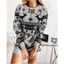 Elk Snowflake Christmas Jacquard Knitted Dress Long Knitted Sweaters - Minihomy