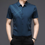 Woodpecker Silk Short Sleeve Shirt Men's Middle Age