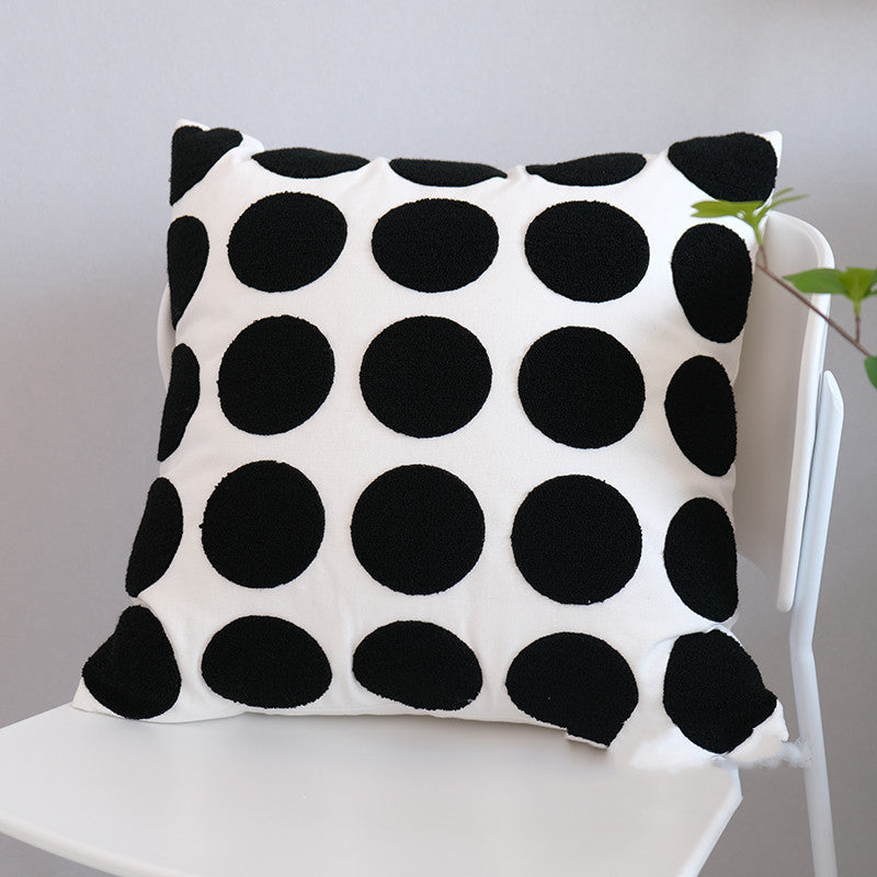 Black And White Line Embroidered Pillow Modern And Simple - Minihomy