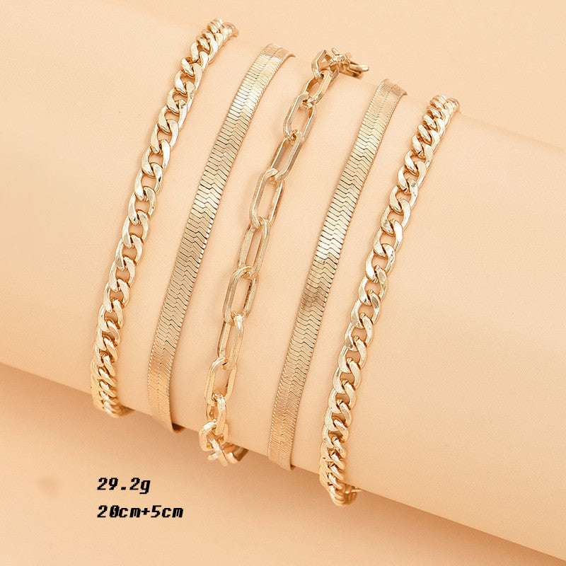 Cross Border New Anklet Women's Fashion Multi-layer Metal Chain Anklet Set - Minihomy