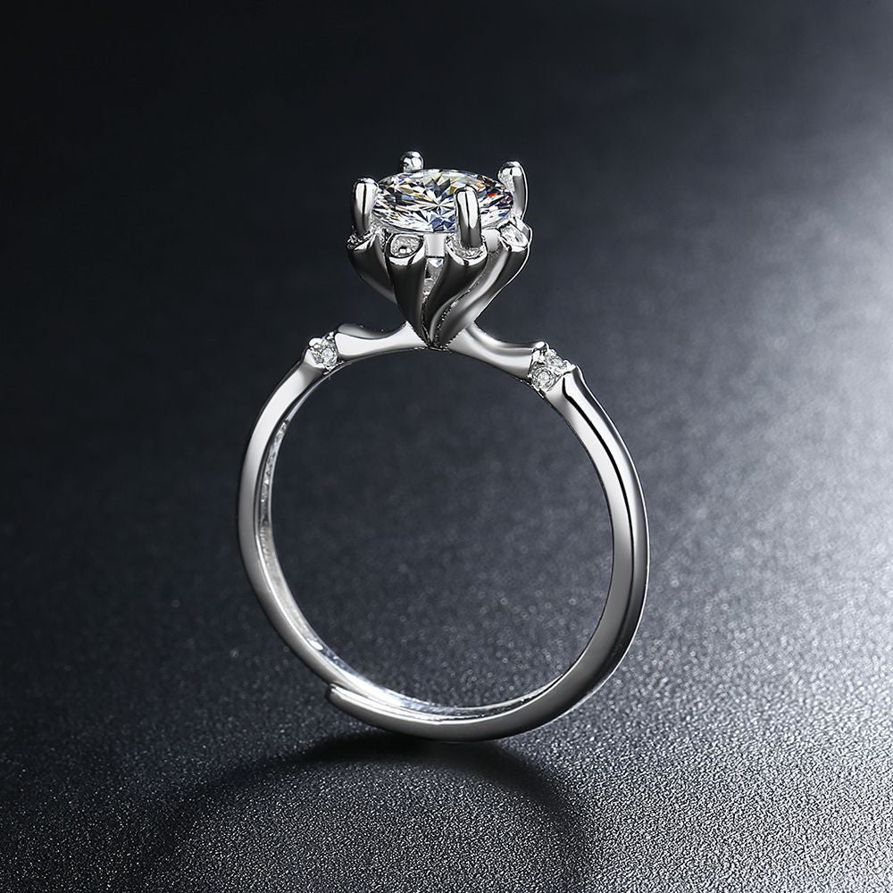 S925 Sterling Silver Moissanite 1 Karat Ring For Women