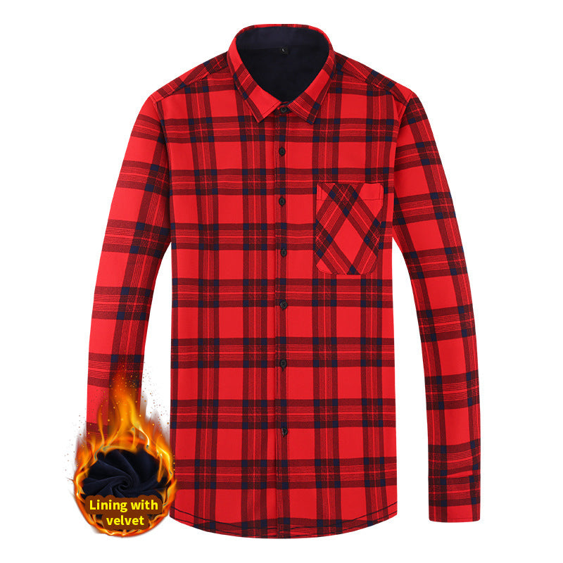 Men's Leisure Warm Plaid Shirt Coat - Minihomy