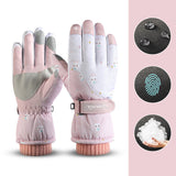 Snowflake Cartoon Print Gloves Winter Touchscreen Waterproof Warm Gloves