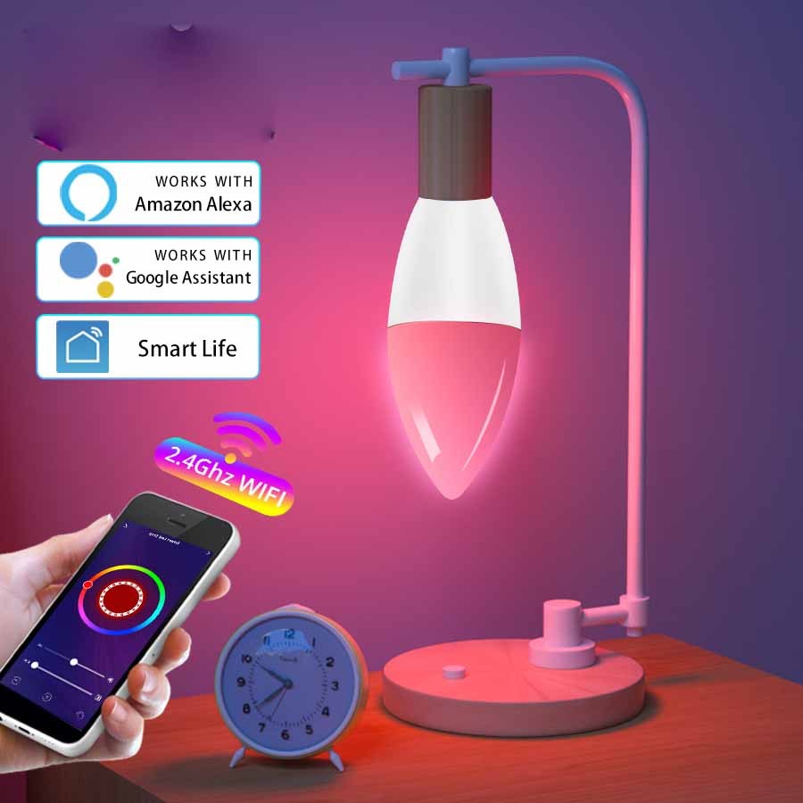 Smart WiFi LED Bulb E14 | RGB & White | Dimmable | Voice Control | 85-265V