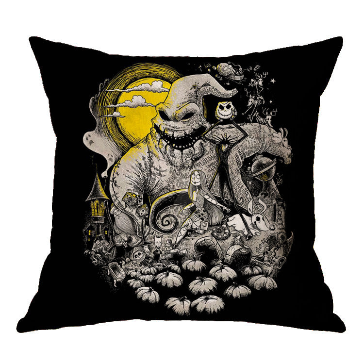 Linen Skull Halloween Pillow Cover - Minihomy