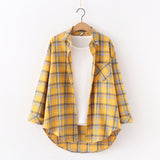 Plaid Shirt Women Loose Long Sleeve Blouses Cotton Flannel Casual Shirt Women - Minihomy