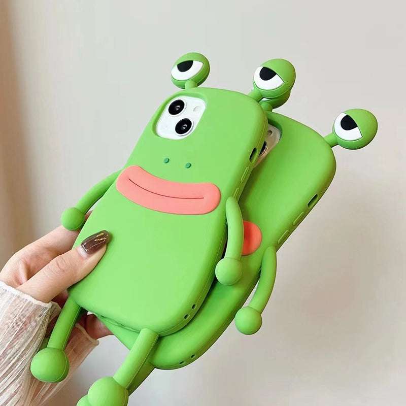 Funny Silicone 3D Frog Phone Case Cartoon Cute Shockproof Bumper Cover - Minihomy