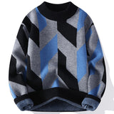 Round Neck Sweater - Autumn and Winter Cool Contrast Color Sweater