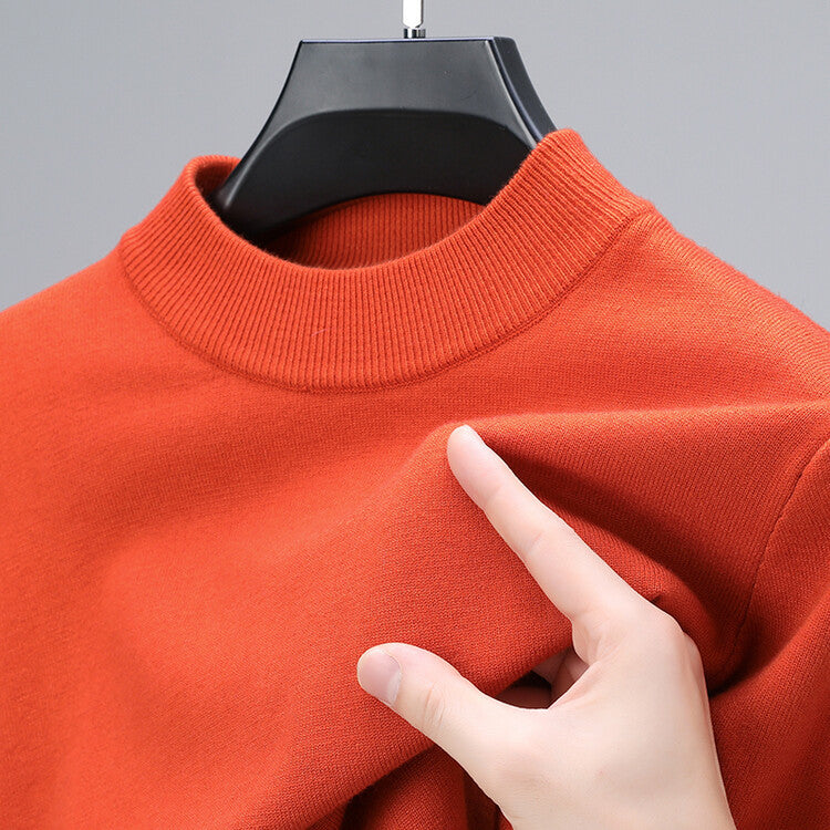 Half Turtleneck Thermal Young and Middle-Aged Casual Solid Color Sweater - Minihomy