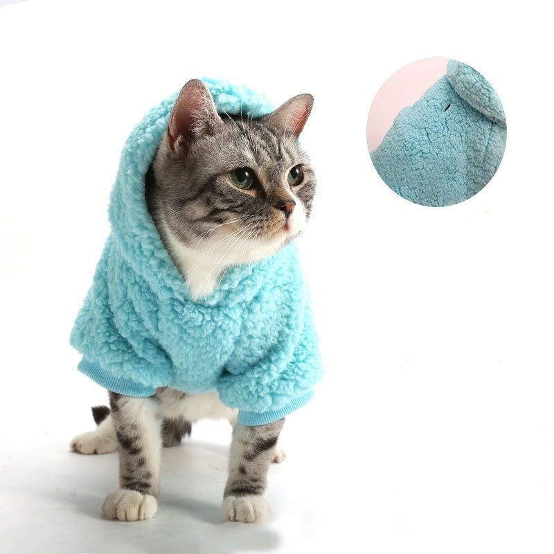 Cotton Fleece Solid Color Cotton Small And Medium-sized Dog Cat Sweater - Minihomy