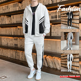 Men's Sports Sweater Suit Cardigan Hooded Sweatpants Two-piece Set High-end Running Sports Leisure - Minihomy