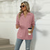 New Lapel V-neck Sweatshirt Fashion Casual Loose Solid Color  Long-sleeved Pullover Top For Womens Clothing - Minihomy