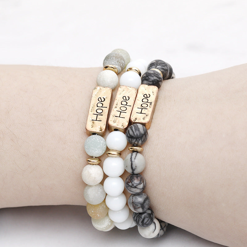 Natural Stone Engraved Hope Bracelet - Minihomy