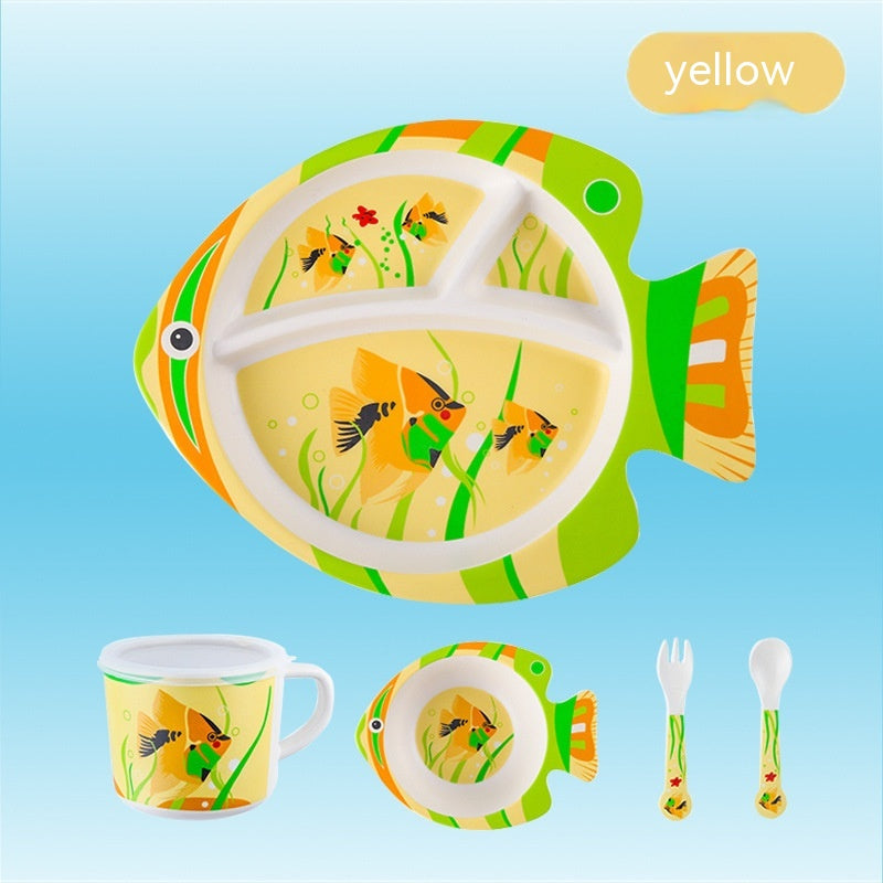 Bamboo Fiber Children's Tableware Set Cartoon Solid Food Bowl - Minihomy