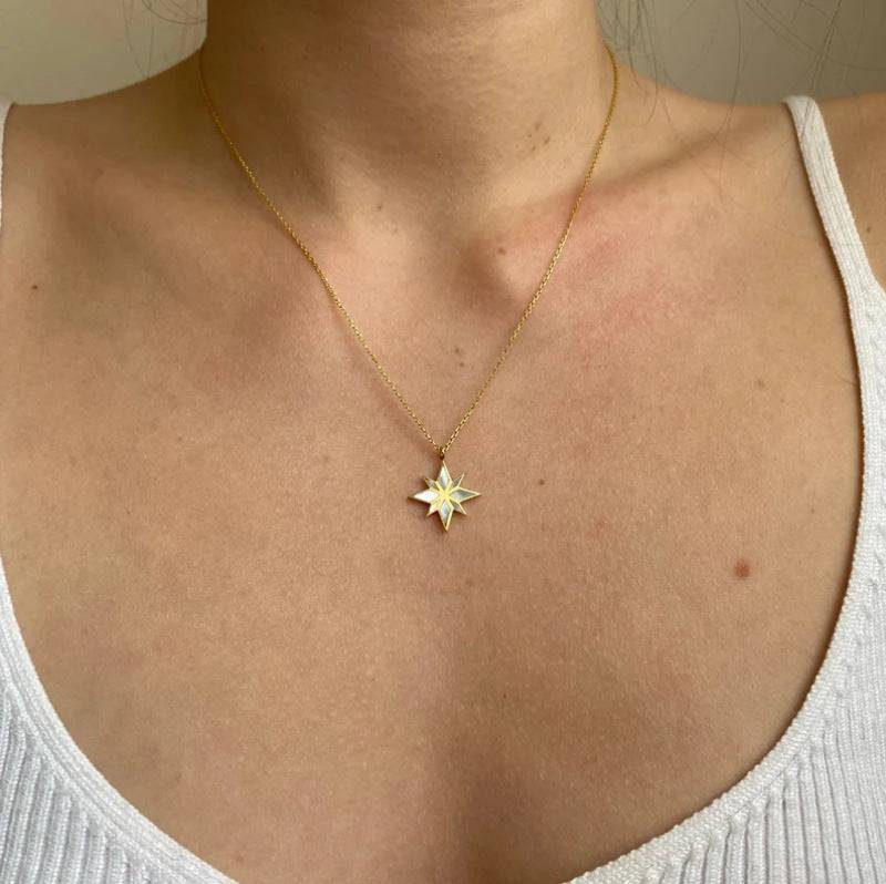 18K Gold Six Pointed Star Clavicle Chain: Radiate Elegance with Every Step - Minihomy