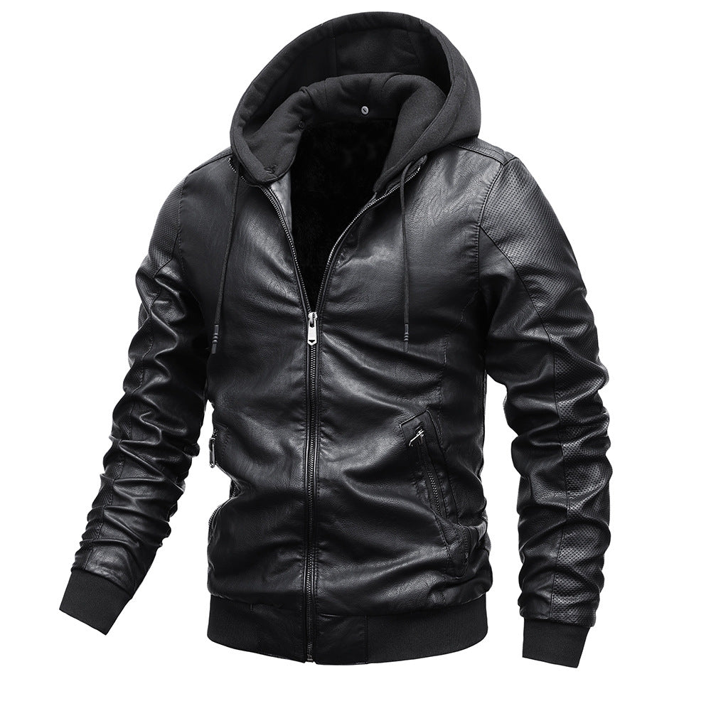 Winter Stand-collar PU Jacket Men