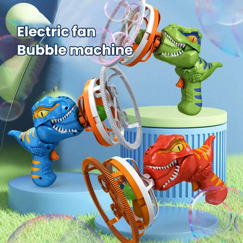 Dinosaur Bubble Machine Toy for Kids - Handheld Bubble Gun with Fan - Minihomy