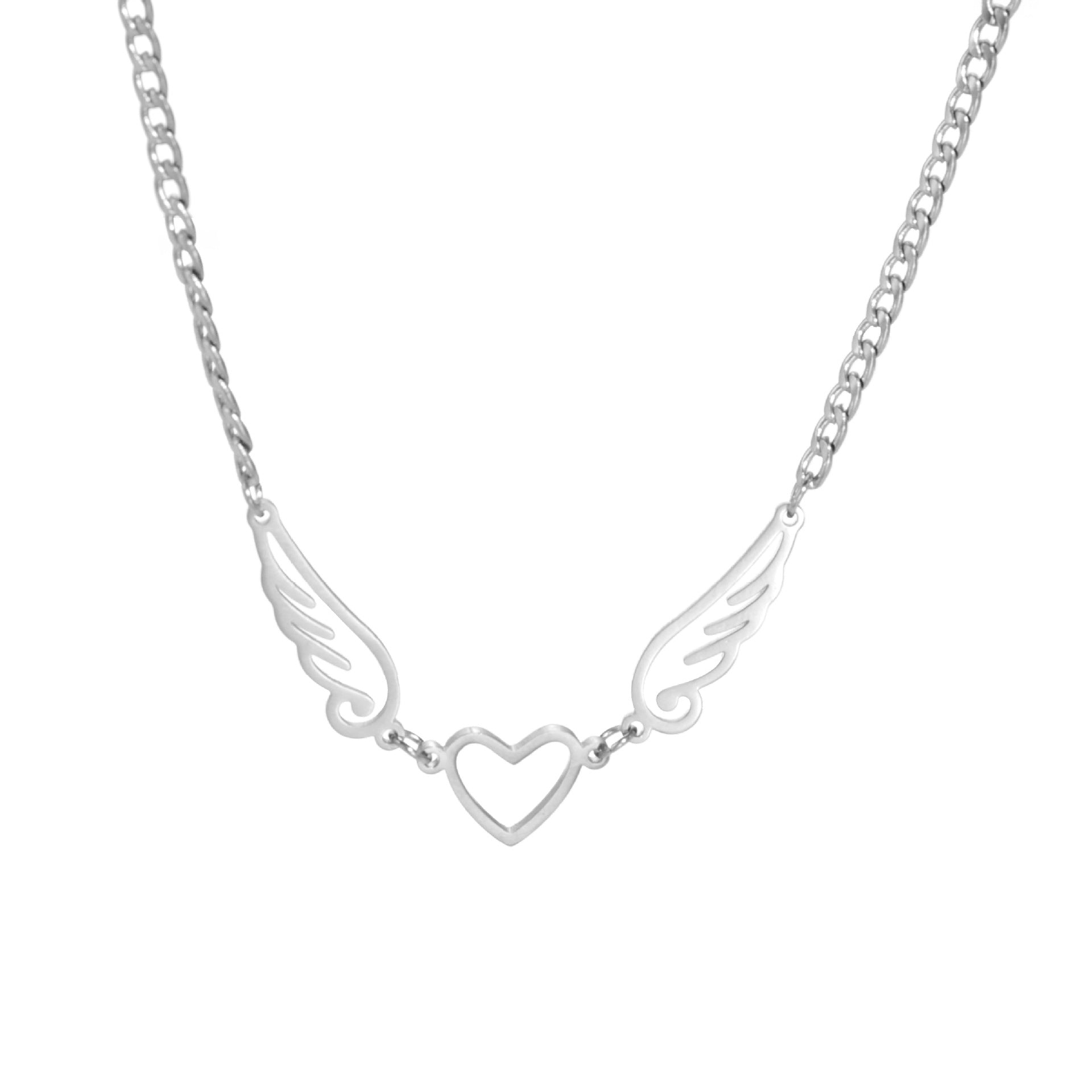 Hollow Heart Angel Wing Necklace - Minihomy