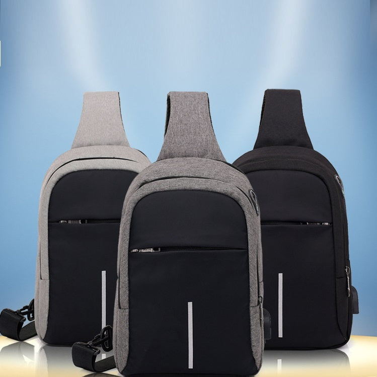 Leisure Travel Waterproof Men's USB Charging Slanted Chest Bag - Minihomy