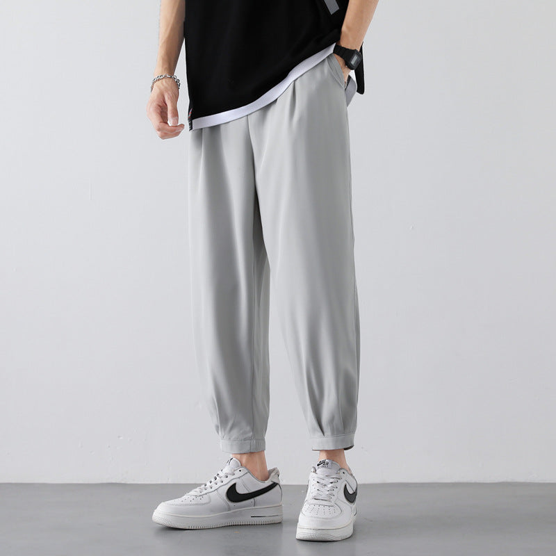 Drawstring Pants - Summer Casual Ice Silk Trousers for Men - Minihomy