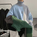 Contrasting Color High-neck Pullover Outer Wear Lazy Wind Thickened Base Sweater Men - Minihomy