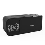 Led Wireless Charging Alarm Clock Fm Radio Bluetooth Speaker With Microphone Temperature Indicator Digital Display Speakers - Minihomy