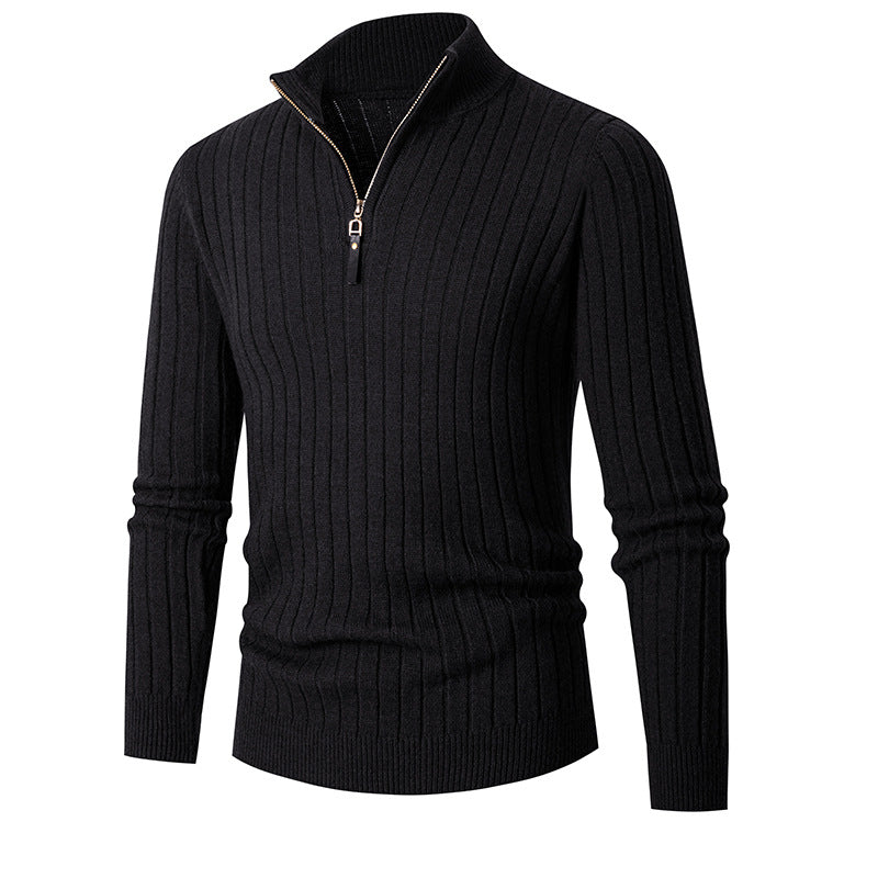 Men's Long-sleeved Half-turtleneck Zip-up Sweater - Minihomy