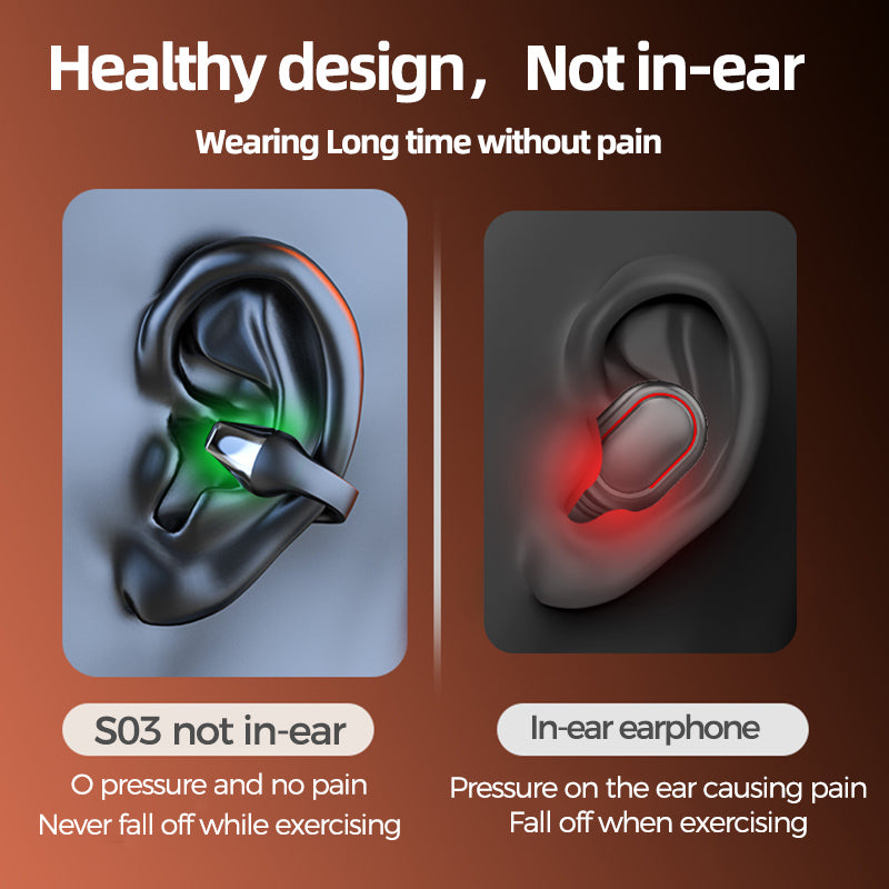 Ear Clip Bone Conduction Headphone - Bluetooth 5.2 Wireless Earphone - Minihomy