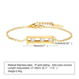 Chic Stainless Steel White Colorful Zircon Geometric Bracelet in Gold - Minihomy