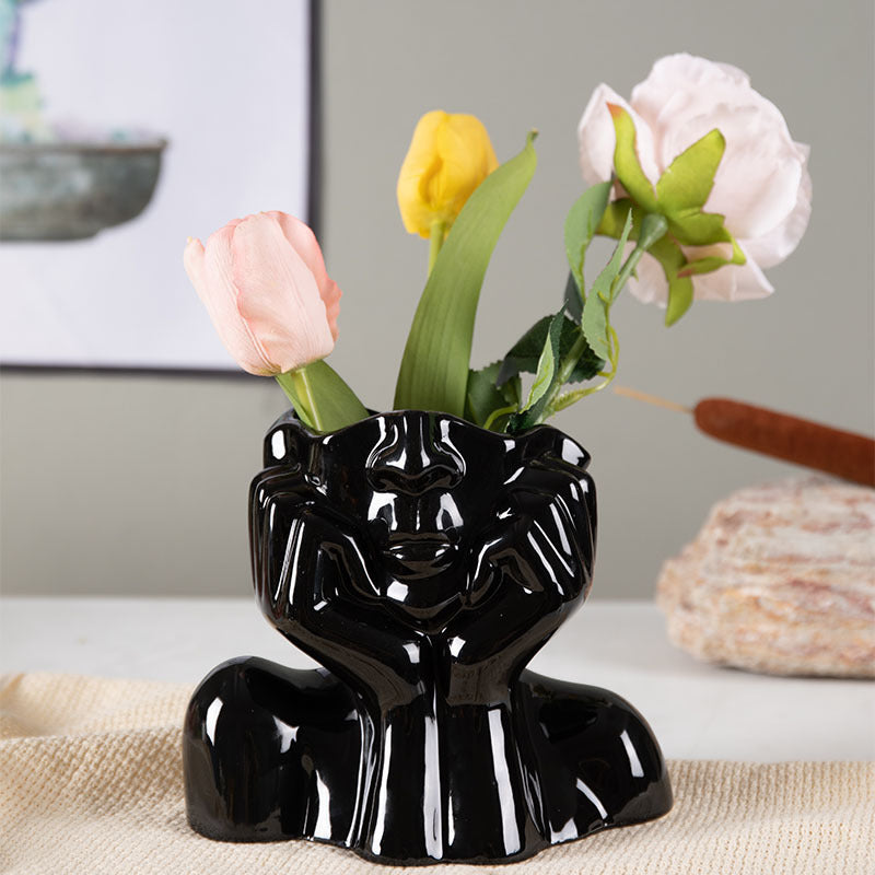 Ceramic Flower Vase Home Decor: Modern Sculpture Vase