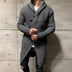 Long Knitted Hooded Sweater Coat Men Solid Color Button Casual Clothes - Minihomy