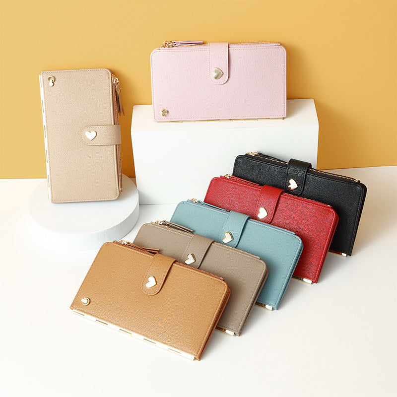 Mobile Phone Bags With Transparent Touch Screen Love Buckle Long Wallet Women Multifunctional Crossbody Shoulder Bag - Minihomy