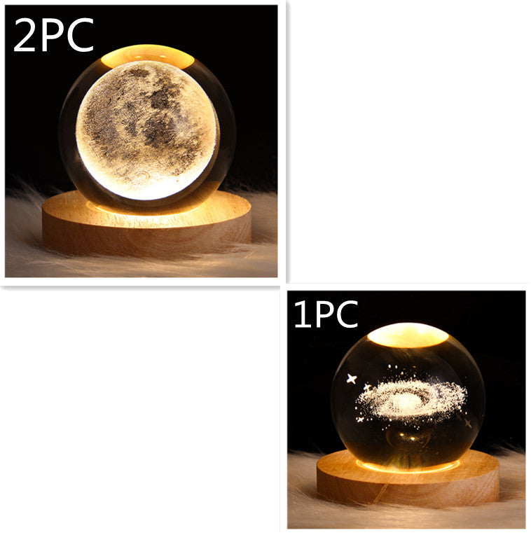 Moon & Planets Crystal Ball Night Light Projector - Creative Gift - Minihomy