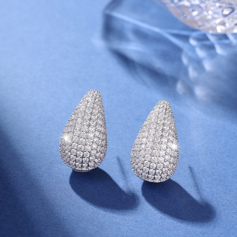 Micro-inlaid Diamond Super Flash Water Drop Ear Studs - Minihomy