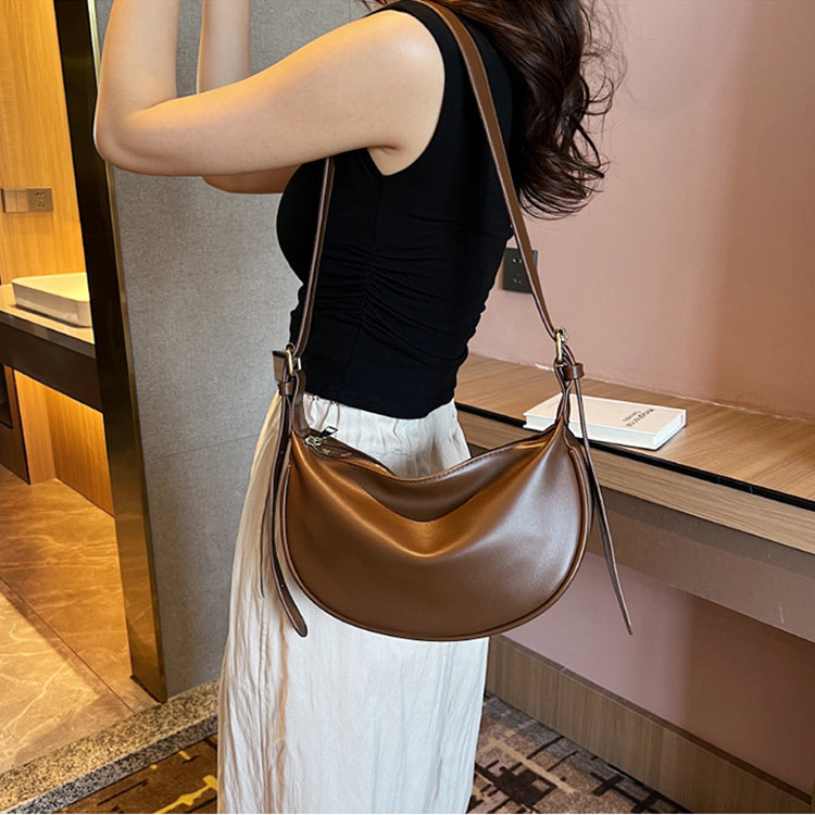 Moon Shape Underarm Bag - Solid Color Small Shoulder Messenger Bag - Minihomy