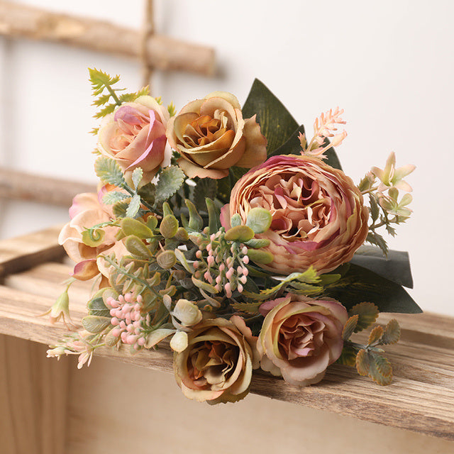 Silk Autumn Rose Wedding Decor - Faux Flowers Home Decor