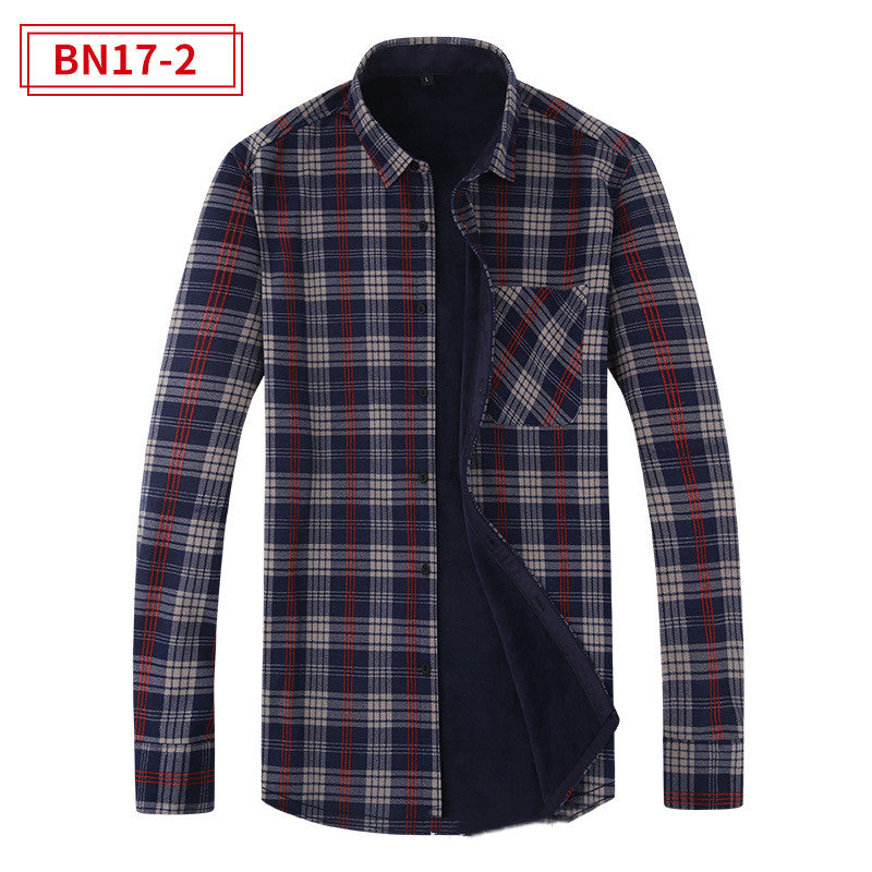 Men's Leisure Warm Plaid Shirt Coat - Minihomy