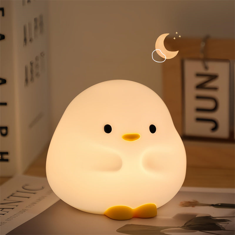 Cute Duck LED Night Light - USB Rechargeable Touch Sensor Bedside Lamp for Kids - Minihomy