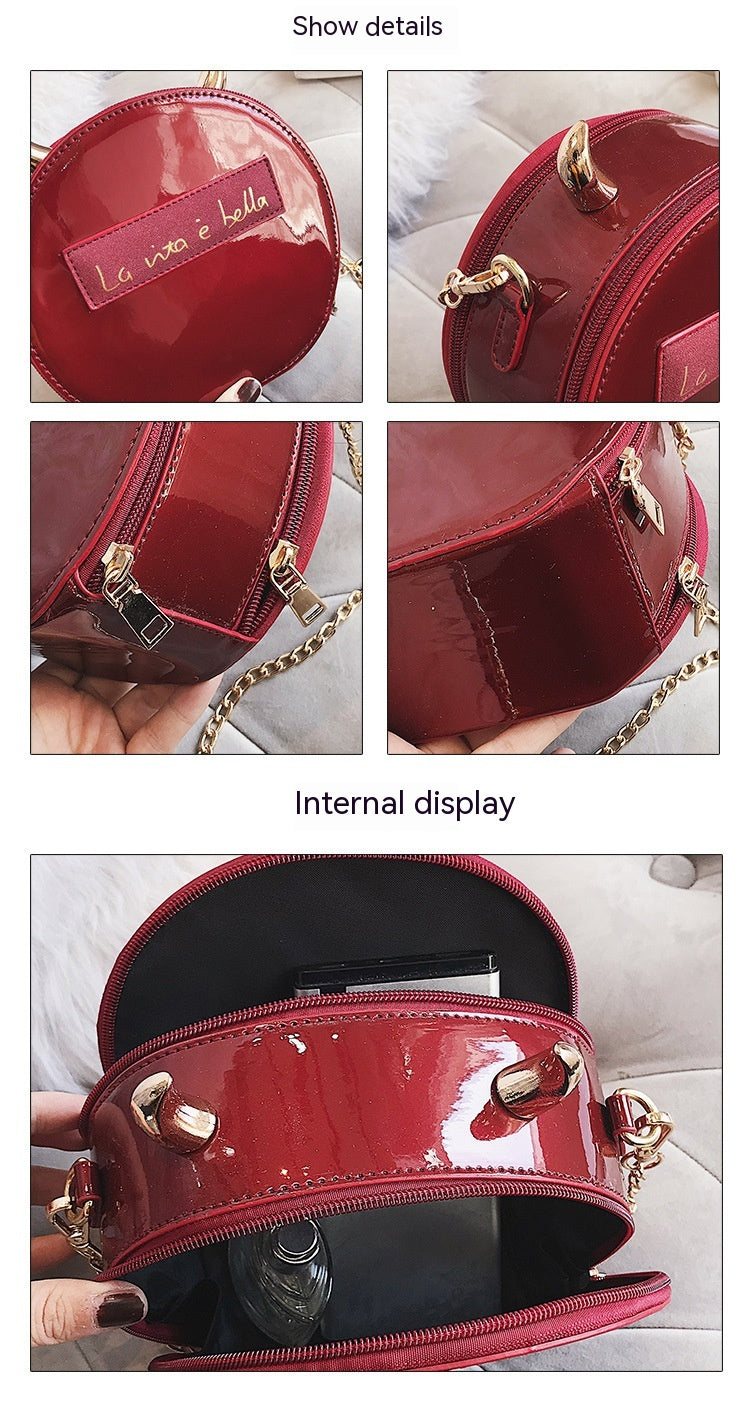 Personalized Corner Patent Leather Shoulder Bag - Little Devil Bag Chain Crossbody Bag - Minihomy