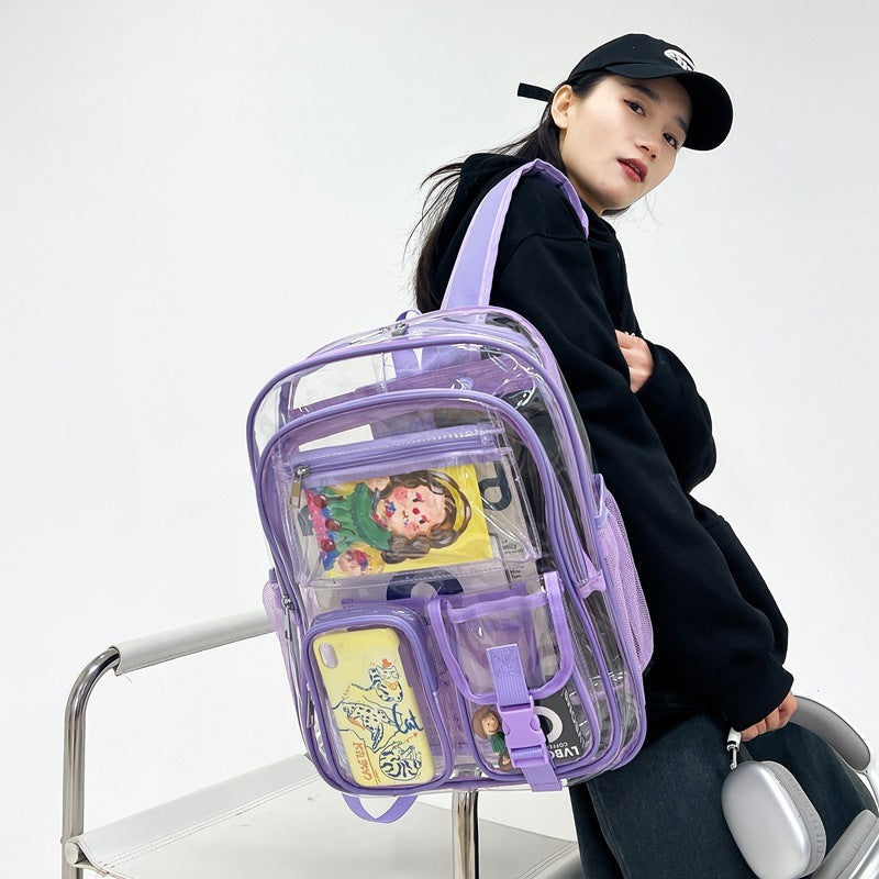 Clear PVC Backpack: Large Capacity School Bag for Students