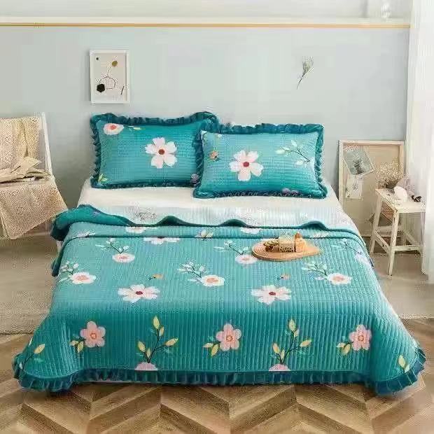 Crystal Velvet Bed Cover With Warm Quilted Sheets Korean Style - Minihomy