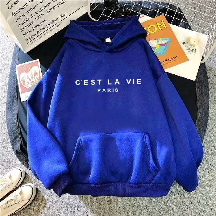 Loose Hooded Sweater Student Hoodie With Letter Print Sports Tops - Minihomy