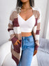 Plaid Sweater Women Casual Lantern Sleeves Cardigan Jacket Outerwear Clothes - Minihomy