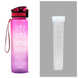 1L Tritan Water Bottle with Time Marker & Bounce Cover - Leakproof Bottle for Sports, Fitness, Cycling - Minihomy