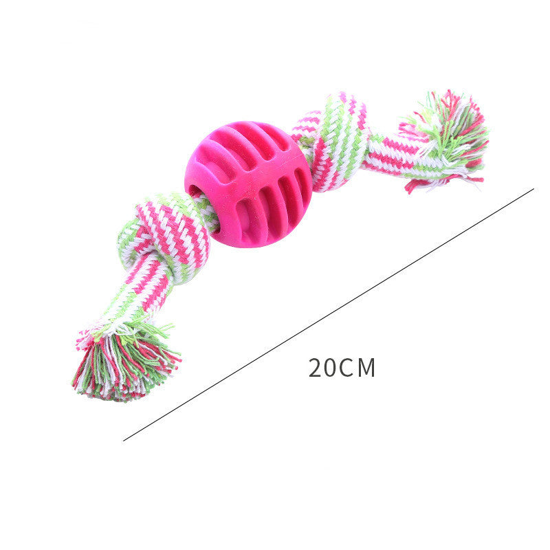 Dog Bite Resistant Teeth Cleaning Ball Toy - Double Knot Cotton Cord for Grinding & Cleaning Teeth - Minihomy