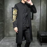 Men's Trendy Mid-length Hanfu Embroidered Trench Tang Suit Casual Coat - Minihomy