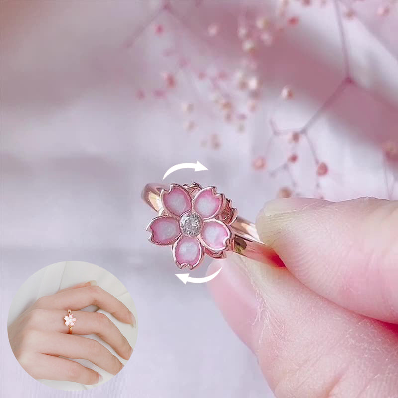 Cherry Blossom Rotatable Ring - Ins Sweet Rings - Minihomy