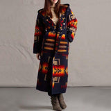 Women's Long Trench Coat Printed Hooded Jacket