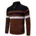 Casual Sweater Men Stand Collar Striped Color Matching Long Sleeves - Minihomy