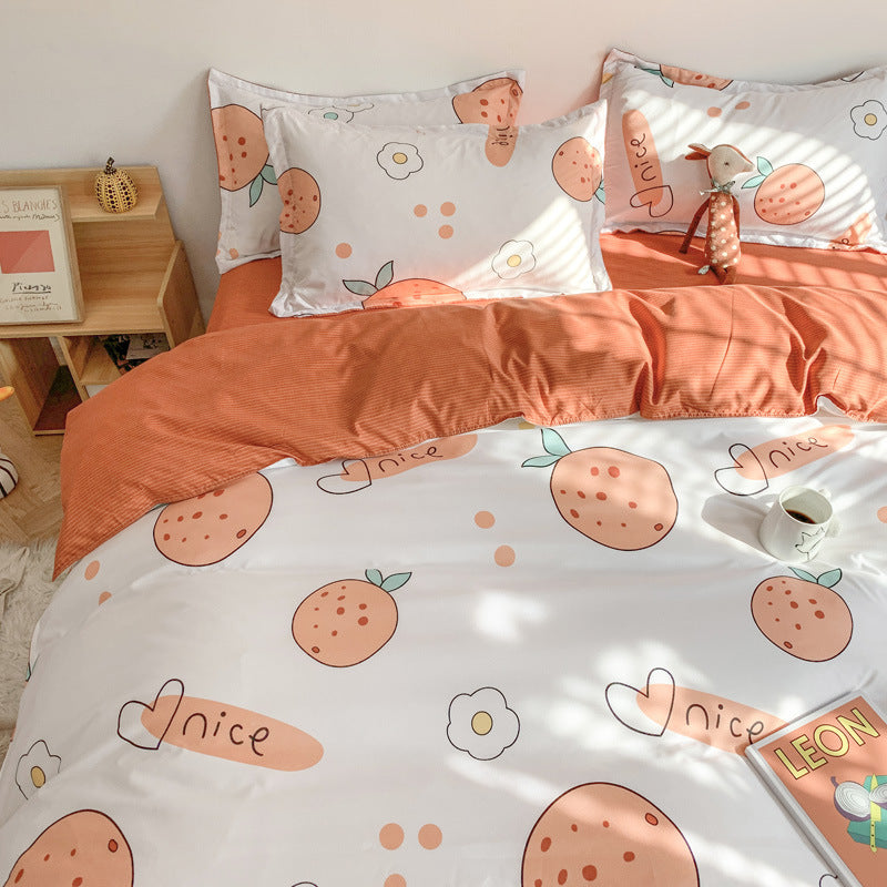 Four Piece Set Of Cute Cartoon Bed Sheets - Minihomy